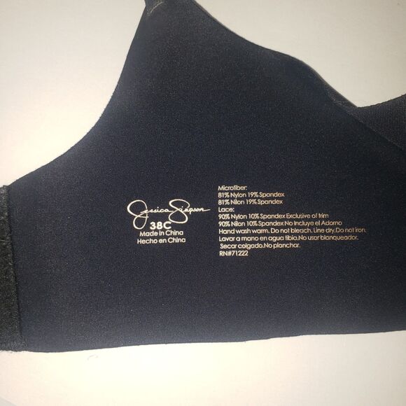 JESSICA SIMPSON Black Lace Underwire Bra Womens Size 38C - Picture 5 of 6